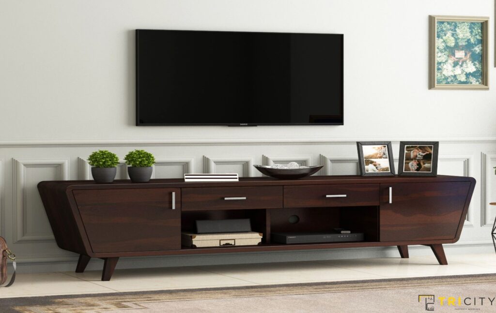 Contemporary wood TV showcase design