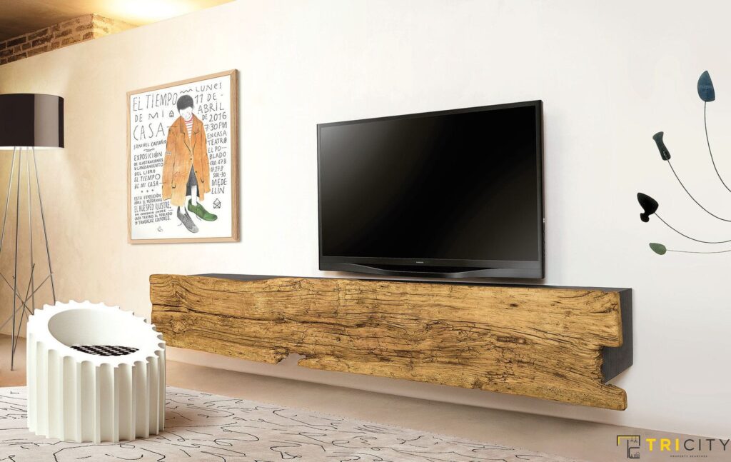 Contemporary wood TV showcase design