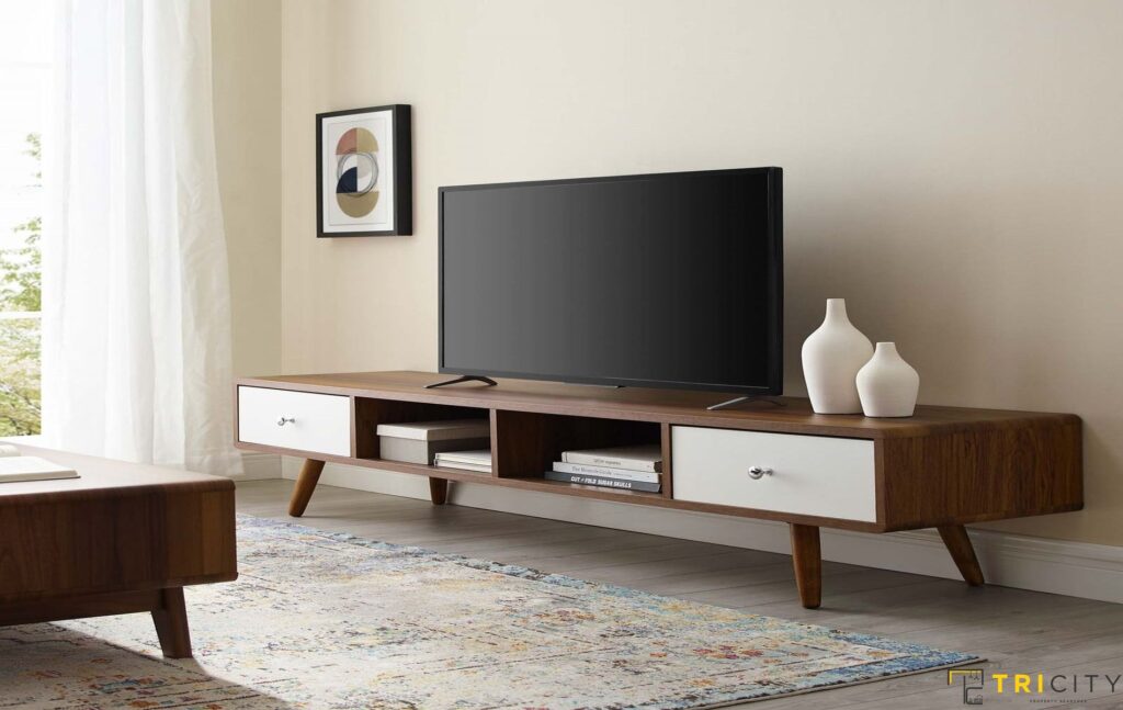 Contemporary wood TV showcase design