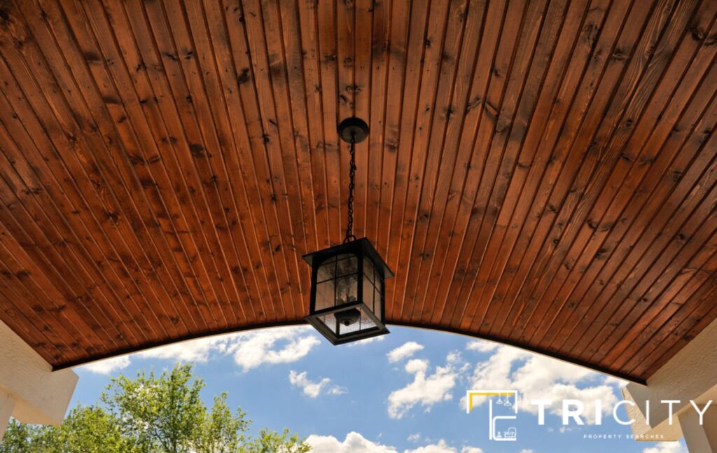 Create a Porch Ceiling With Stained Wood For Inexpensive Porch Ceiling Ideas 