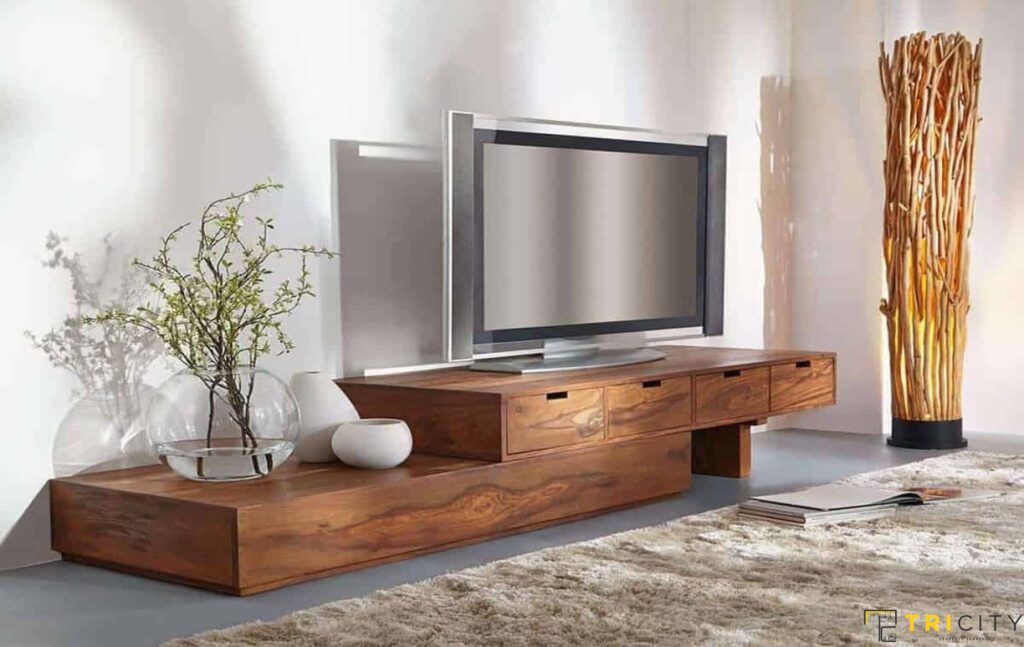 Fancy wood TV showcase design