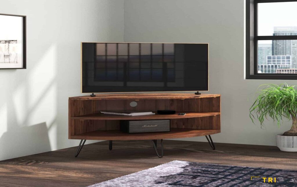 Fancy wood TV showcase design