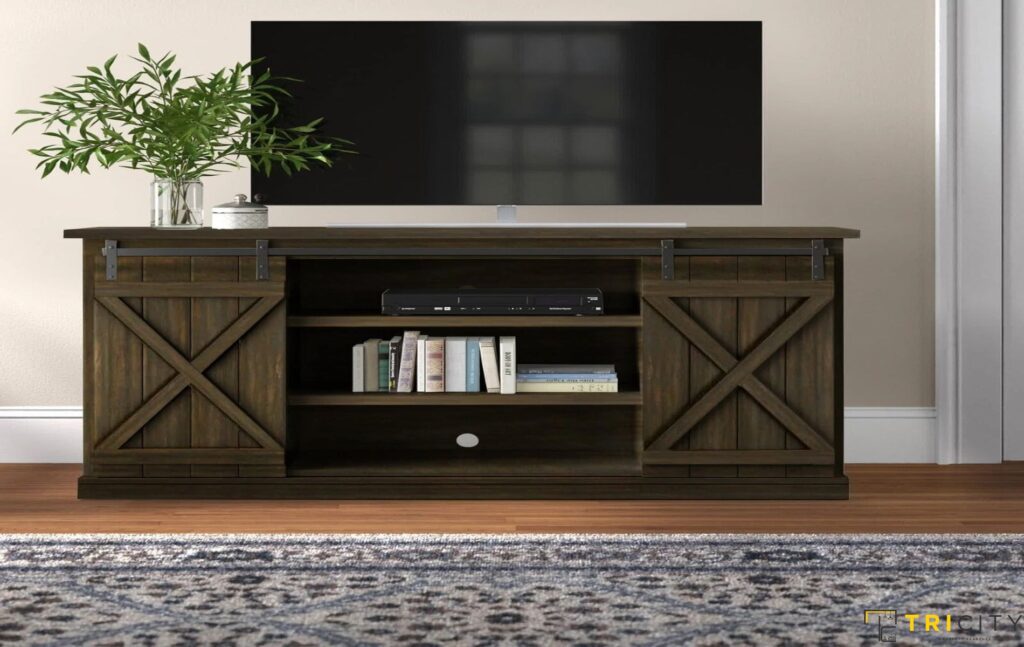 Fancy wood TV showcase design