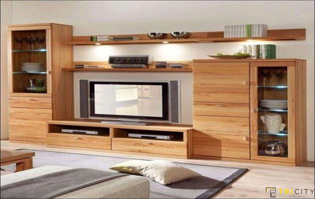 Wood TV showcase design for living room