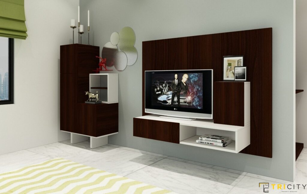 Wood TV showcase design for living room