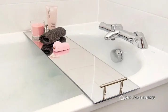 Bath Tray with Glass Pieces