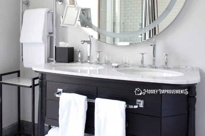 Bold Blue Vanity with Beautiful Tiles