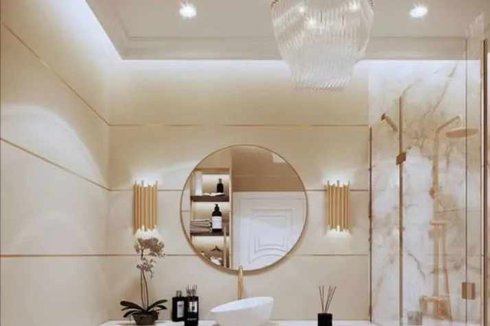 Bright Ceiling Lights in bathroom