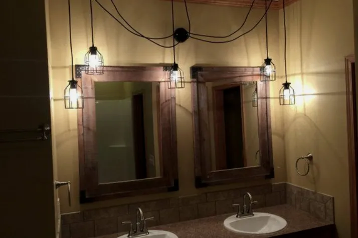 Cage Chandelier in bathroom