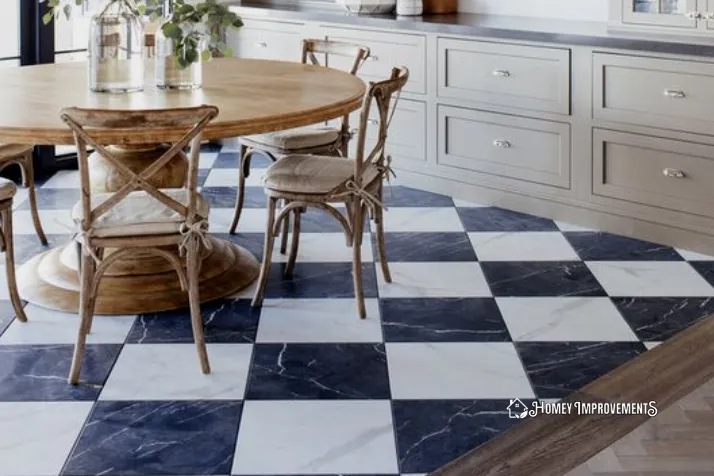 Checkered Kitchen Flooring with Marbles