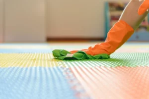 clean rubber flooring