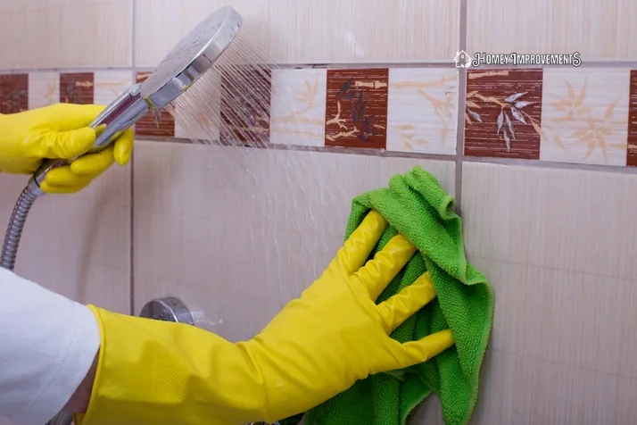 Cleaning Ceramic Tiles in Bathroom