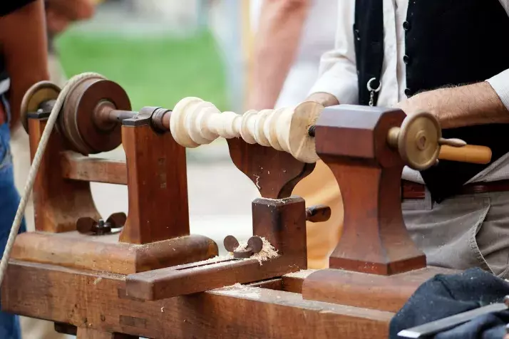 Cutting Wood Using a Lathe