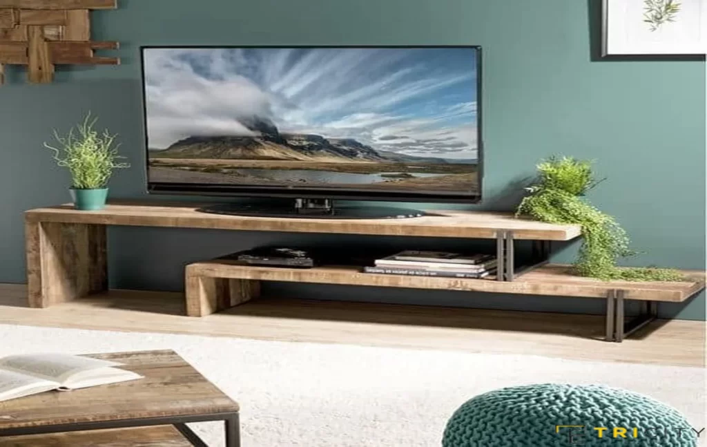 Designer wood TV showcase design