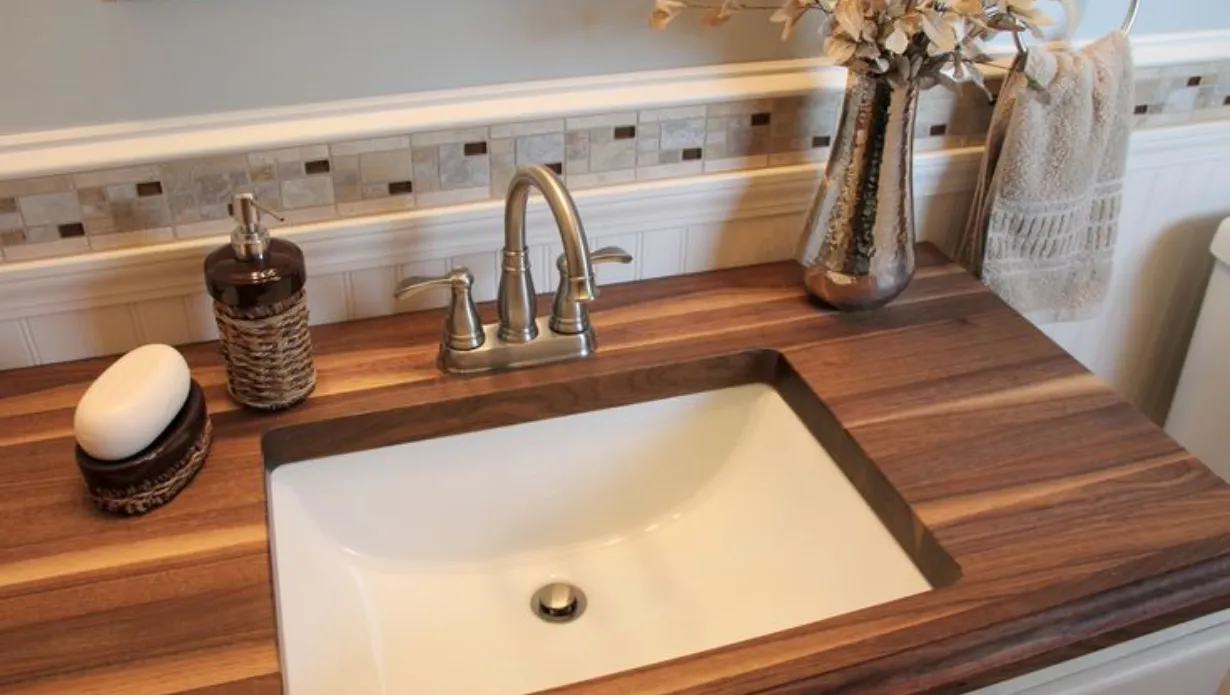 DIY Wood Bathroom Countertop