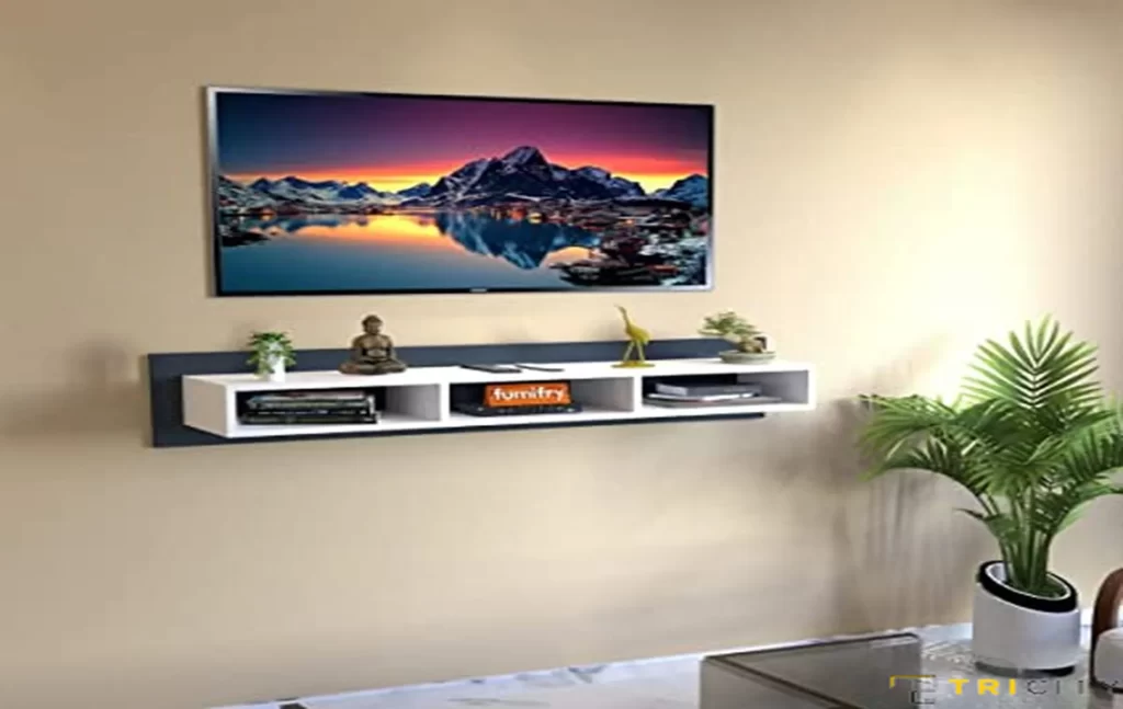 Floating wood TV showcase design