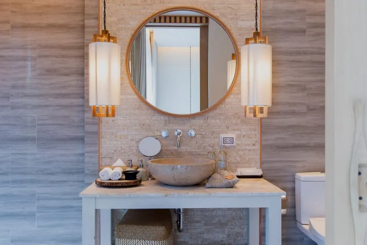 Install Brass Pendant in bathroom