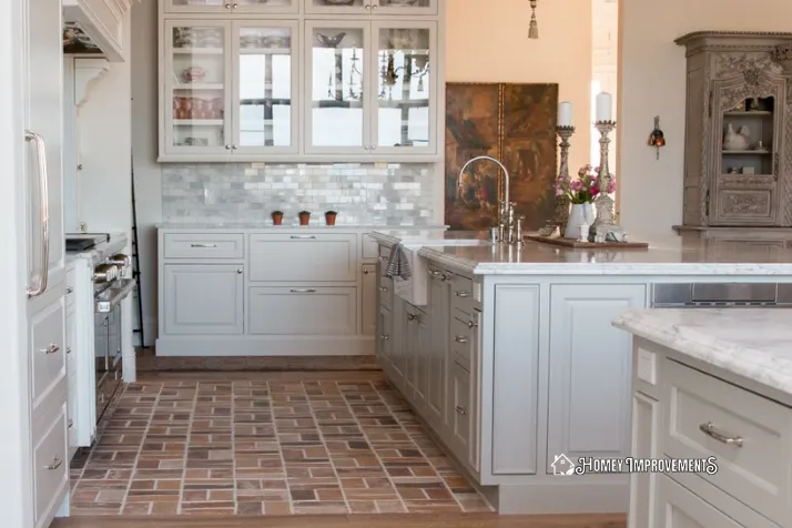 Modern Farmhouse Brick Floor Kitchen