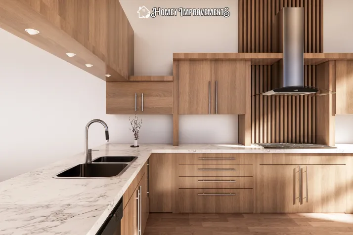 Off White with Warm Wood Cabinets for kitchen