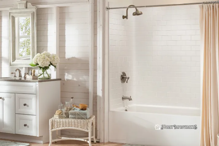 Plain White Tiles for Tub Shower Combo