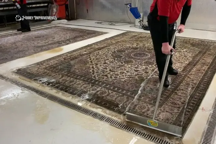 Rinsing the Wool Rug