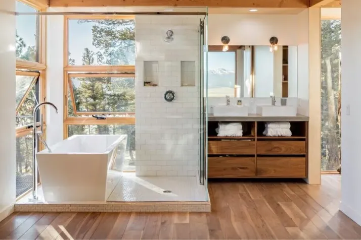 Spa-like Master Bathroom Floor with Walk-in Shower