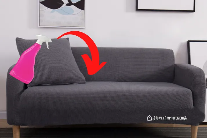 Spray the Cleanser on polyester couch