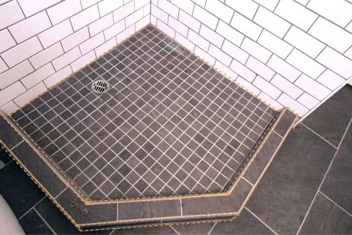 Tile of shower pan floor