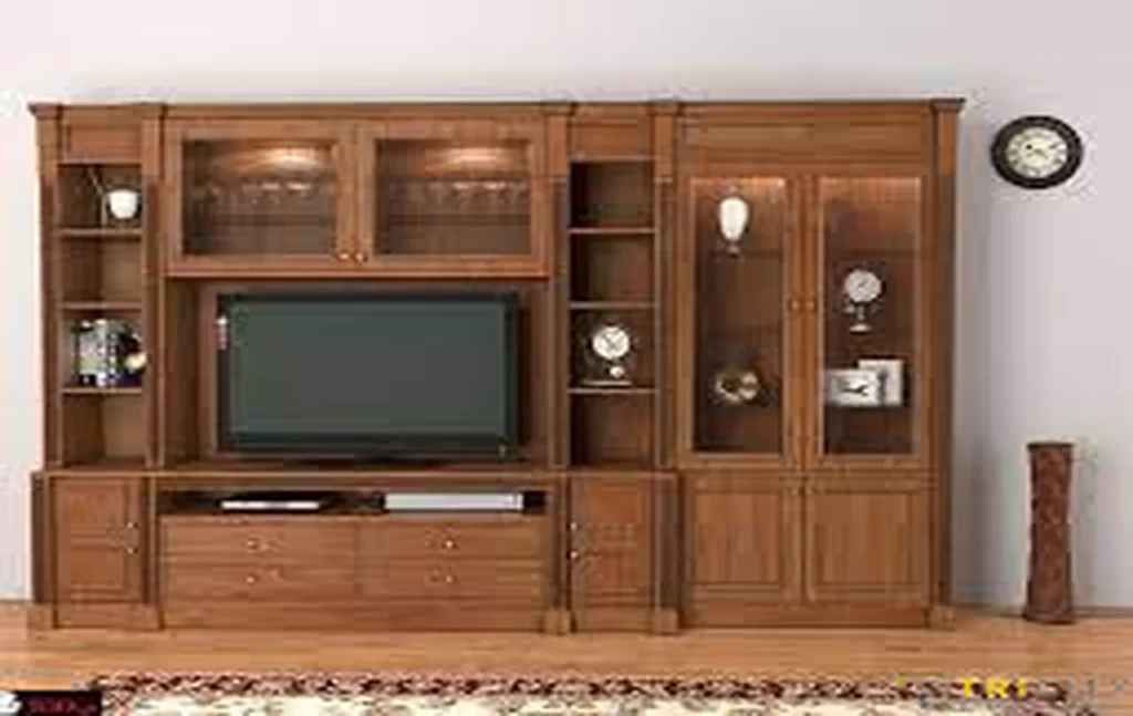 Traditional wood TV showcase design