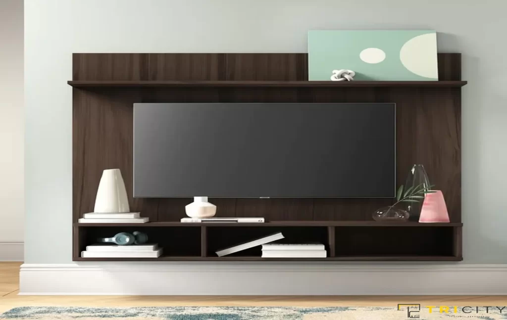 Wall mount wood TV showcase design